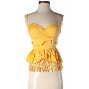 Guess by Marciano Butter Yellow Lace Peplum Top